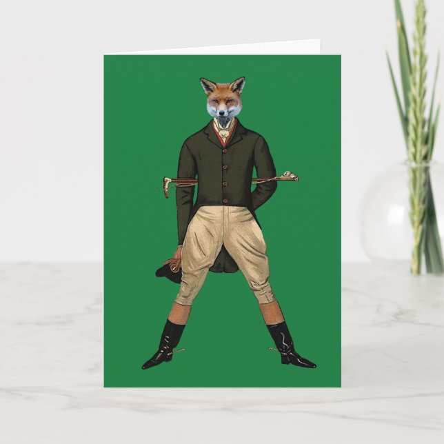Tarjeta de vacaciones de caza de zorro ventilado (Anverso)