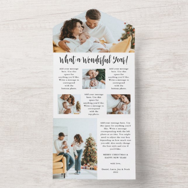 Tarjeta de vacaciones de Collage de fotos de Año N (Interior)