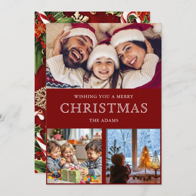 Tarjeta de vacaciones de Collage de fotos de Navid (Anverso / Reverso)