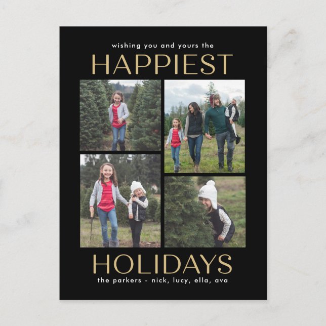 Tarjeta de vacaciones de collage limpia sólida (Anverso)