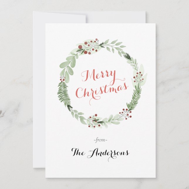 Tarjeta de vacaciones de color agua para Navidades (Anverso)