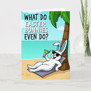 Tarjeta de vacaciones de conejo relajante
