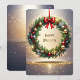 Tarjeta de vacaciones de corona de Navidad festiva