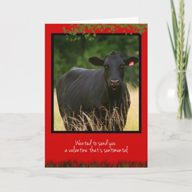 Tarjeta de vacaciones de Cow Valentine (Anverso)