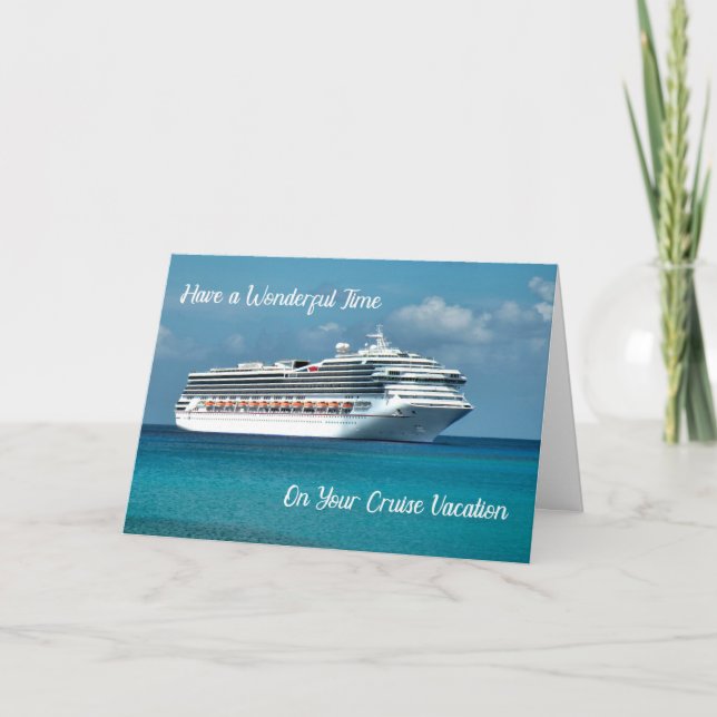 Tarjeta de vacaciones de crucero con barco de cruc (Anverso)