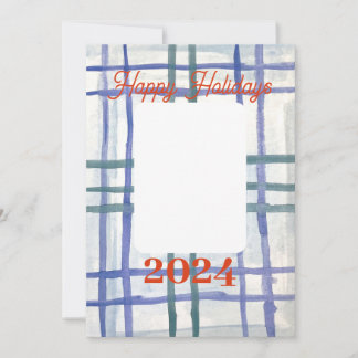 Tarjeta de vacaciones de cuadros azules