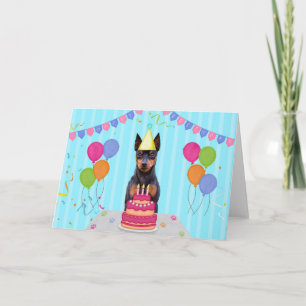 Tarjeta de vacaciones de cumpleaños de Pinscher en