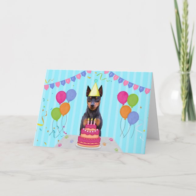 Tarjeta de vacaciones de cumpleaños de Pinscher en (Anverso)