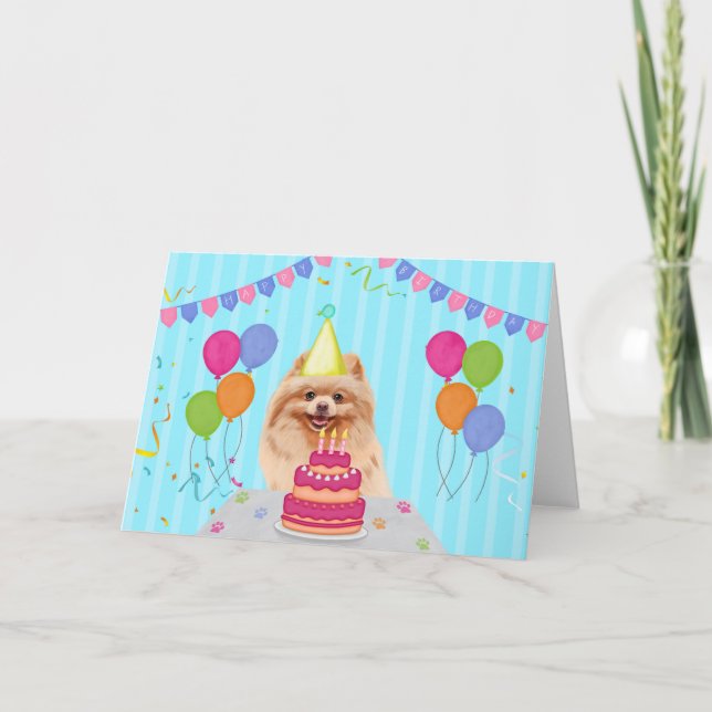 Tarjeta de vacaciones de cumpleaños de Pomerania (Anverso)