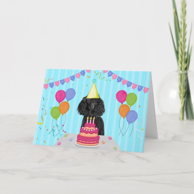 Tarjeta de vacaciones de cumpleaños de Poodle (Anverso)