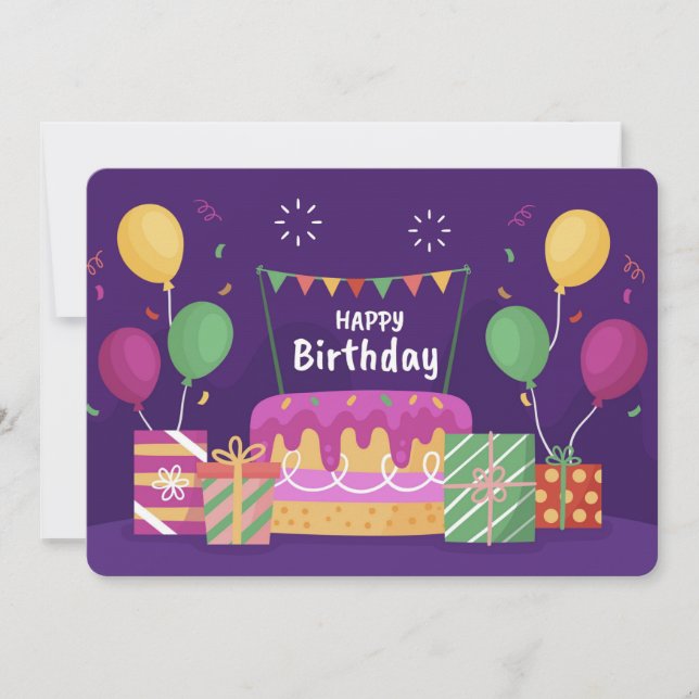 Tarjeta de vacaciones de cumpleaños feliz (Anverso)