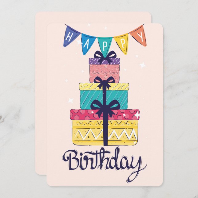 Tarjeta de vacaciones de cumpleaños feliz (Anverso / Reverso)