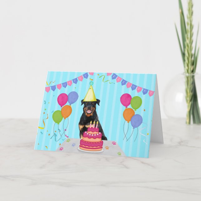 Tarjeta de vacaciones de cumpleaños Rottweiler (Anverso)