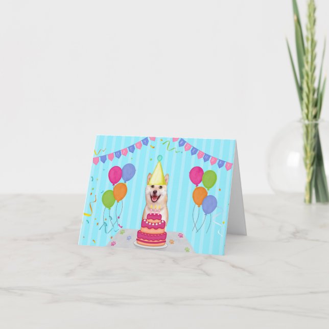 Tarjeta de vacaciones de cumpleaños Shiba Inu (Anverso)