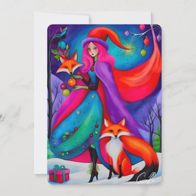 Tarjeta de vacaciones de diseño de bruja de los Na (Anverso)