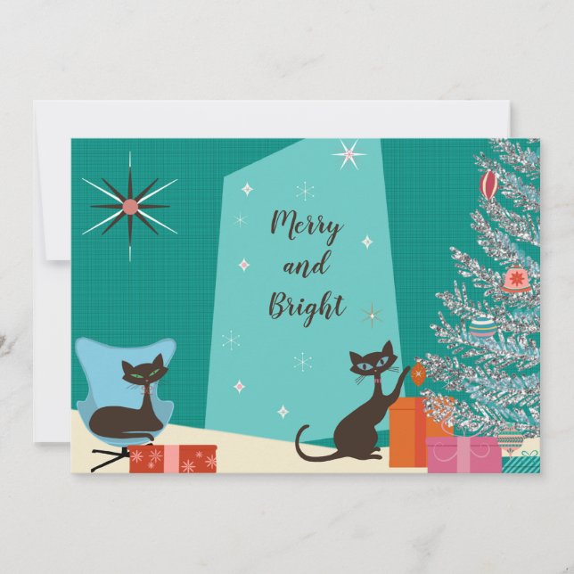 Tarjeta de vacaciones de diseño de mediados de sig (Anverso)