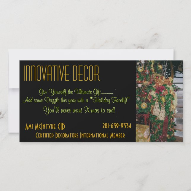 Tarjeta de vacaciones de diseño interior (Anverso)