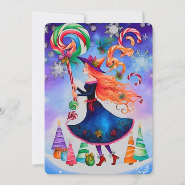 Tarjeta de vacaciones de diseño para la bruja de l (Anverso)