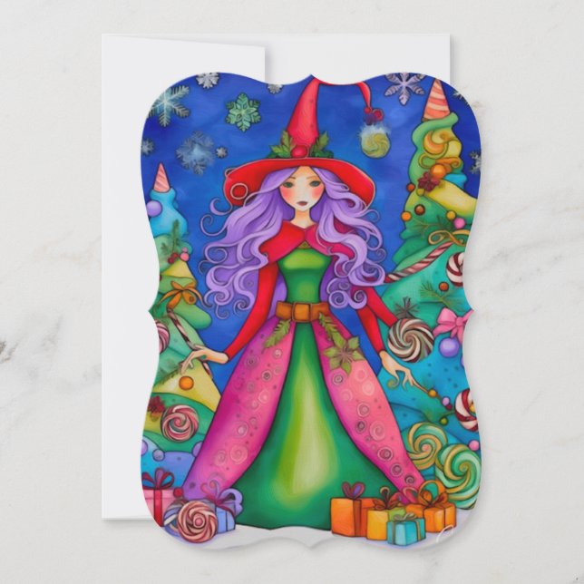 Tarjeta de vacaciones de diseño para la bruja de l (Anverso)