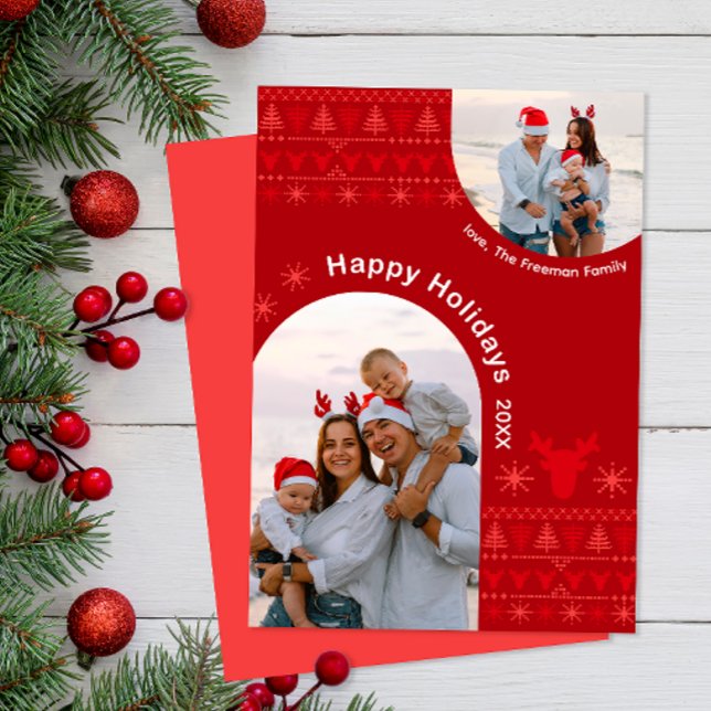 Tarjeta de vacaciones de dos fotos para el Arco Ro (Fun Modern Christmas Card)