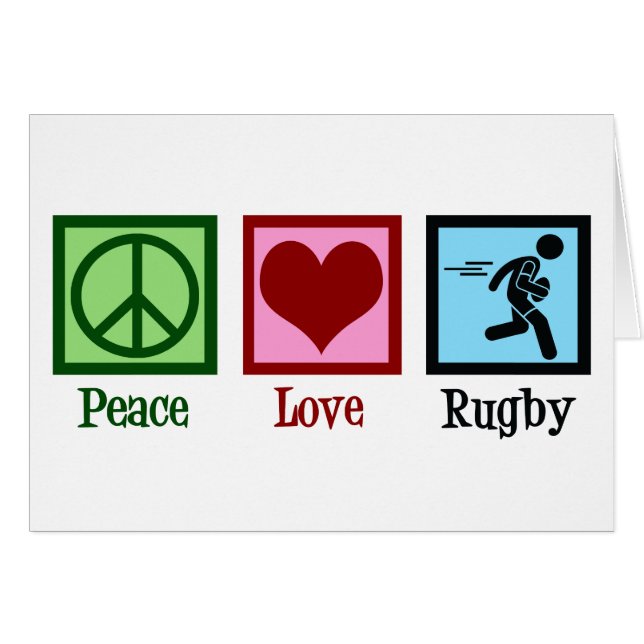 Tarjeta de vacaciones de equipo de Peace Love Rugb (Anverso (Horizontal))