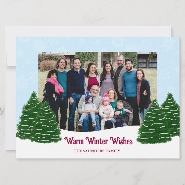 Tarjeta de vacaciones de escena invernal con árbol (Anverso)