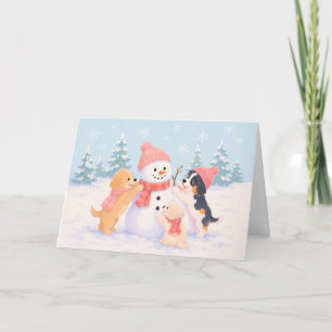 Tarjeta de vacaciones de estilo acuarela Snow Pupp