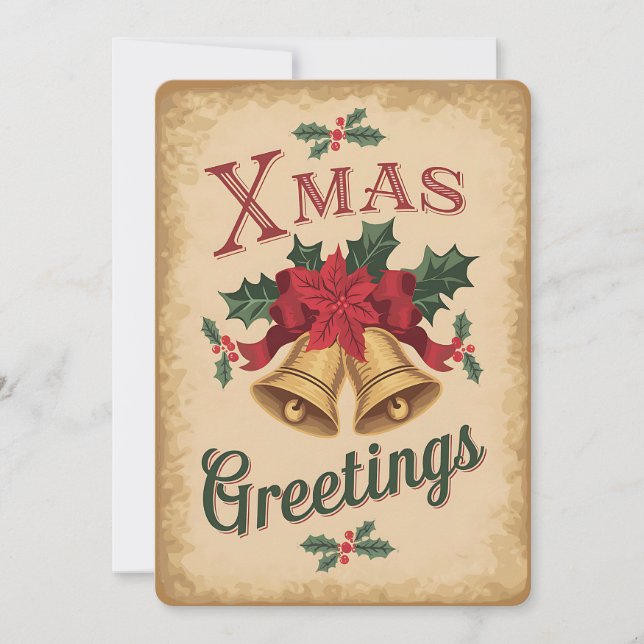 Tarjeta de vacaciones de felicitaciones de Navidad (Anverso)