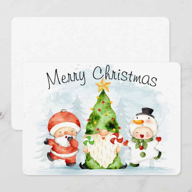 Tarjeta de vacaciones de Feliz Navidad (Anverso / Reverso)