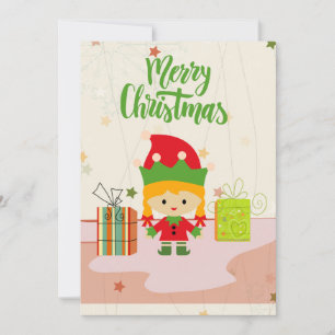 Tarjeta de vacaciones de Feliz Navidad Cute Elf