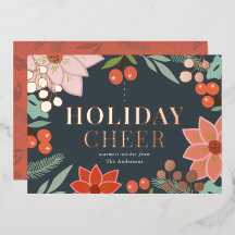 Tarjeta de vacaciones de Festiva Poinsettia Berry