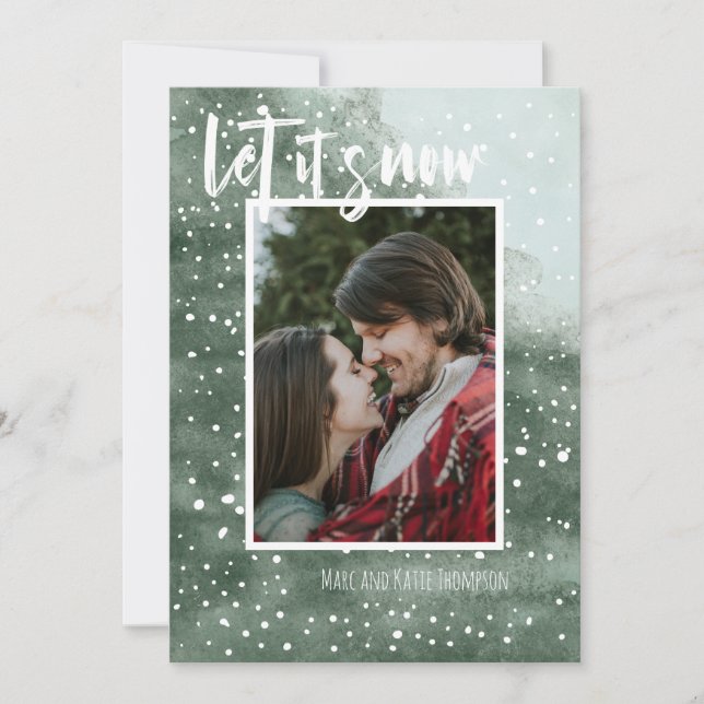 Tarjeta de vacaciones de fondo "Let It Snow Pintad (Anverso)