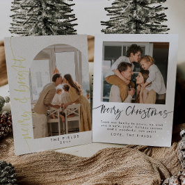 Tarjeta de vacaciones de foto con arco de papel de