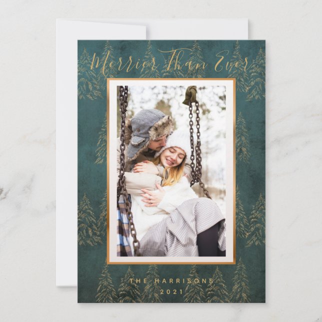 Tarjeta de vacaciones de foto de árbol de Navidad  (Anverso)