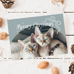 Tarjeta de vacaciones de foto de gato para Navidad