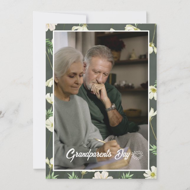 Tarjeta de vacaciones de foto de los abuelos (Anverso)