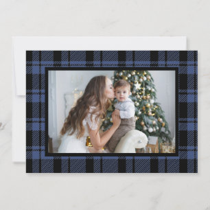 Tarjeta de vacaciones de foto de Navidad a cuadros