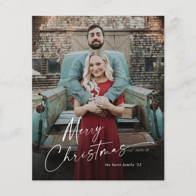 Tarjeta de vacaciones de foto de Navidad alegre co (Anverso)