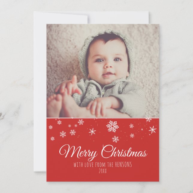 Tarjeta de vacaciones de foto de Navidad alegre mo (Anverso)