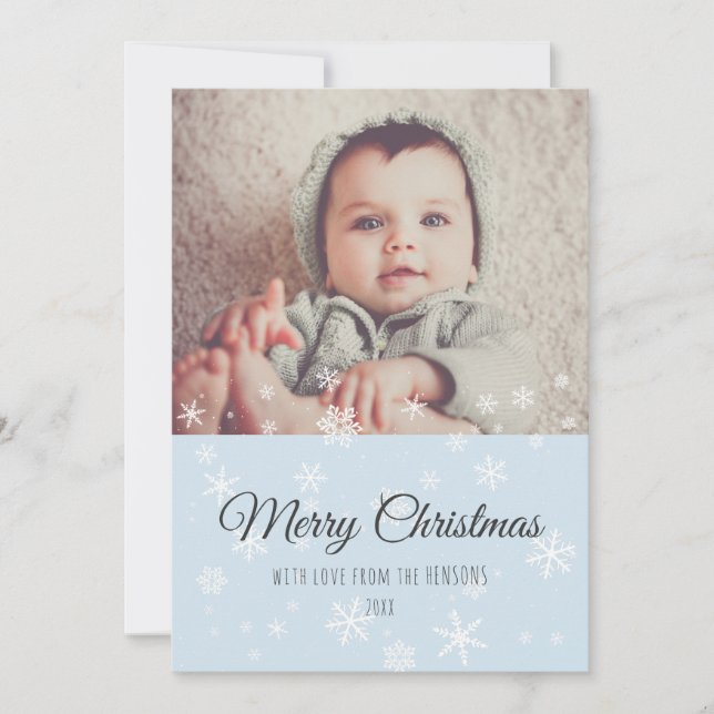 Tarjeta de vacaciones de foto de Navidad alegre mo (Anverso)