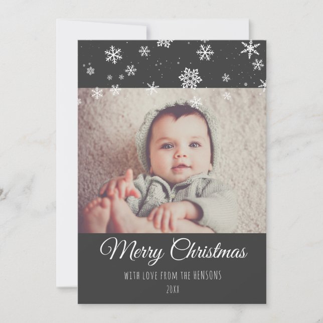 Tarjeta de vacaciones de foto de Navidad alegre mo (Anverso)