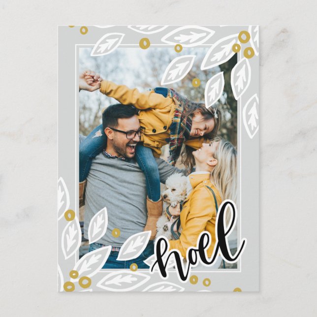 Tarjeta de vacaciones de foto de Navidad | Plata y (Anverso)