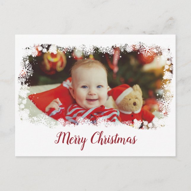 Tarjeta de vacaciones de foto del Día de la Nieve (Anverso)