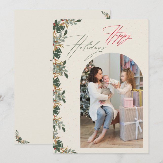 Tarjeta de vacaciones de foto familiar de arco min (Anverso / Reverso)