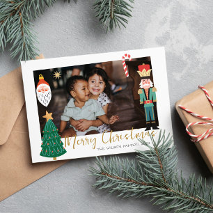 Tarjeta de vacaciones de foto familiar de Navidad 