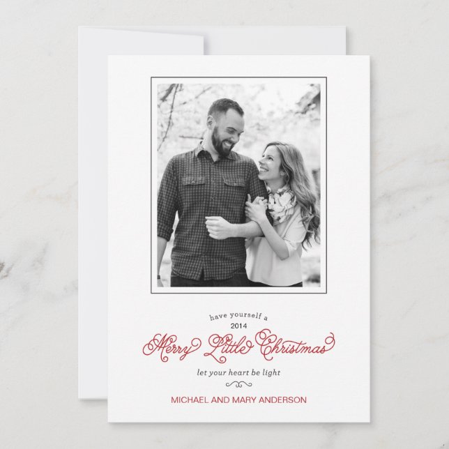 Tarjeta de vacaciones de foto roja con corazón lig (Anverso)