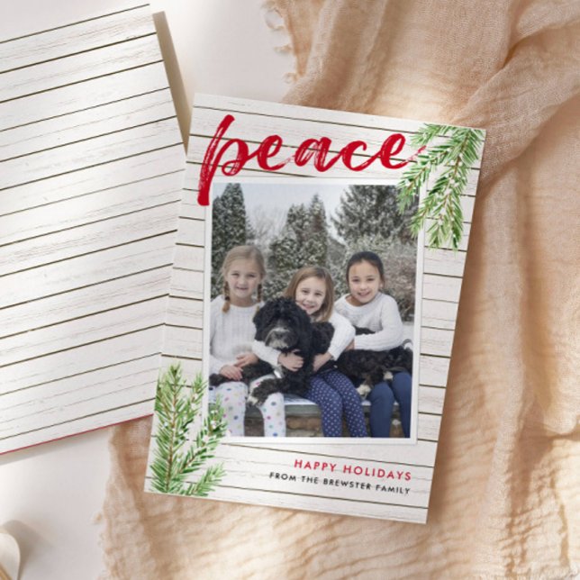 Tarjeta de vacaciones de foto única "Peace, Snowow (Subido por el creador)