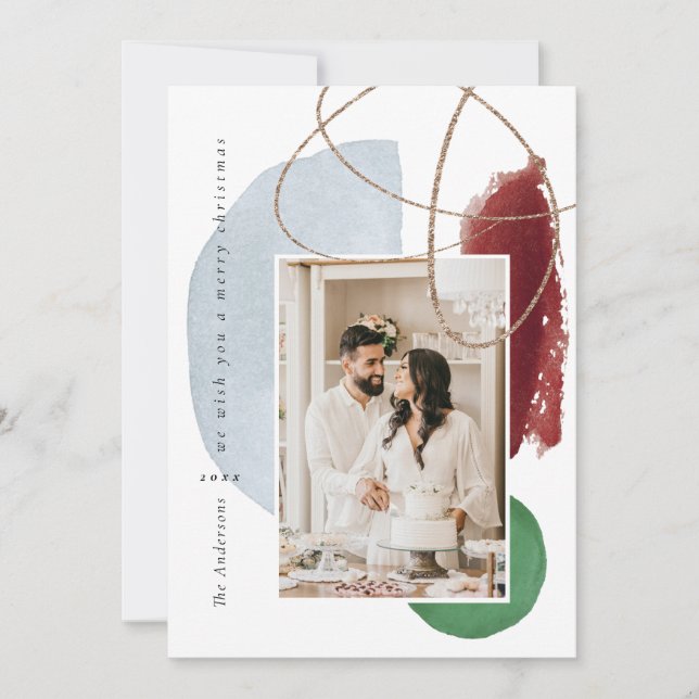 Tarjeta de vacaciones de fotografía geométrica mod (Anverso)