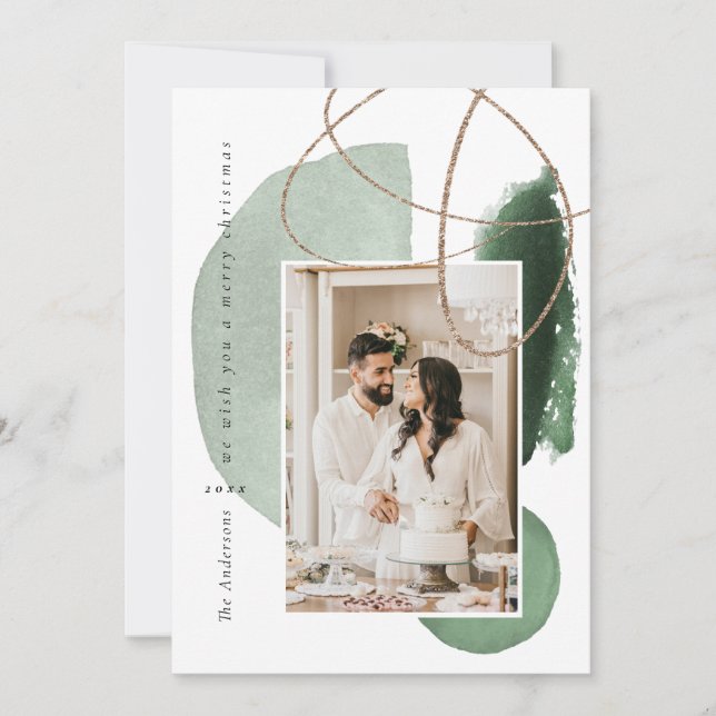 Tarjeta de vacaciones de fotografía geométrica mod (Anverso)