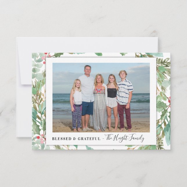 Tarjeta de vacaciones de fotografía verde (Anverso)